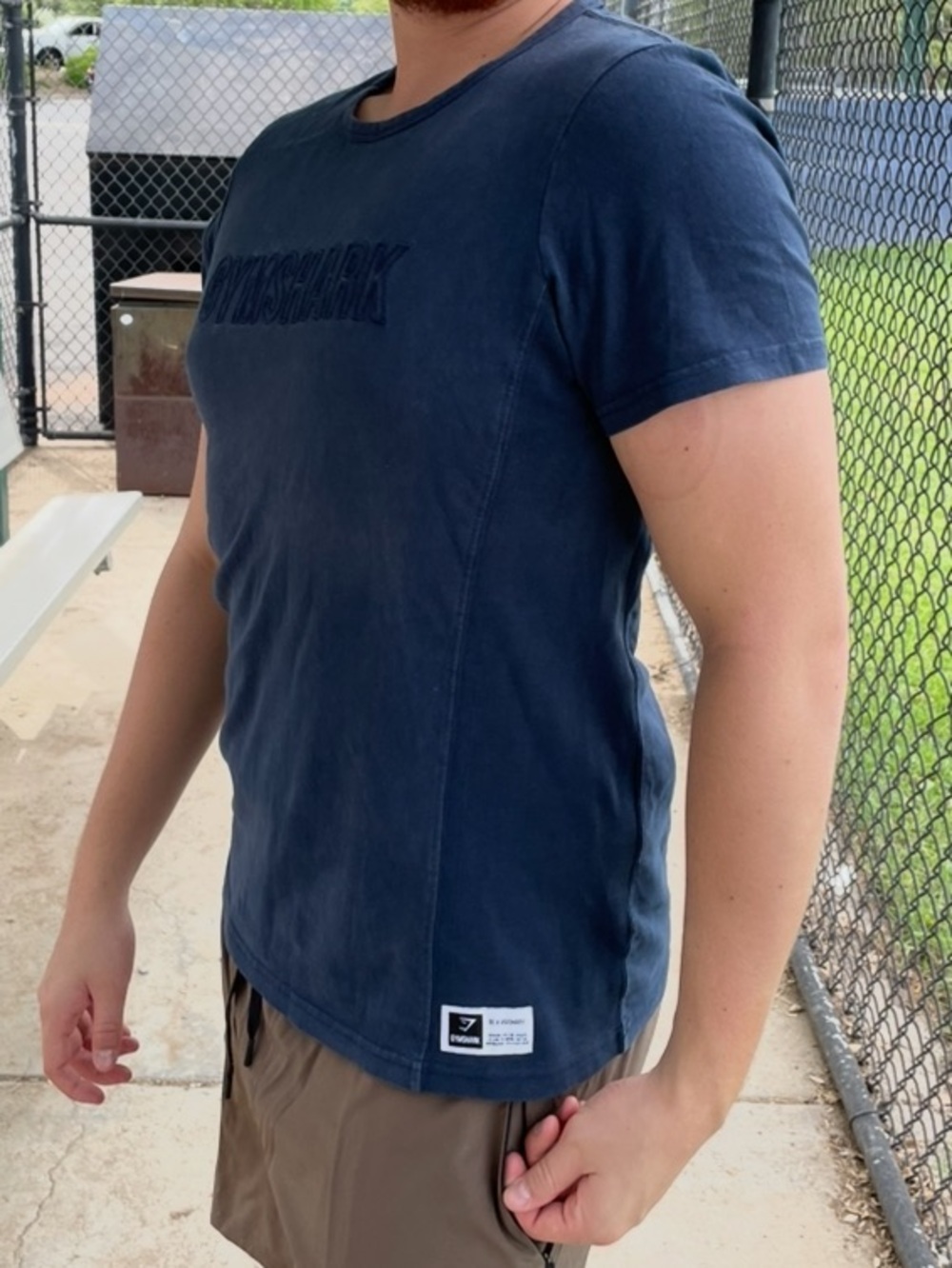 Gymshark Men Navy Short-Sleeve T-Shirt EMBROIDERED SIGNATURE BE A VISIONARY